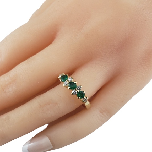 14K Yellow Gold Emerald and Diamond Ring Size 6.5 Lab Certified #16166 - Picture 8 of 9